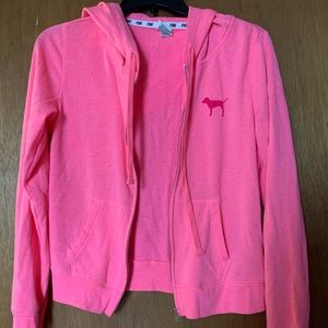 VICTORIAS SECRET PINK HOODED ZIP UP SWEATSHIRT